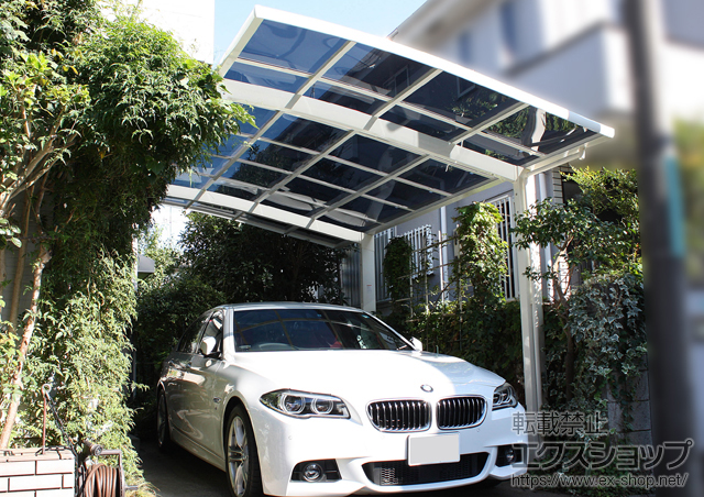 東京都小平市のLIXIL リクシル（トステム）のカーポート カーブポートシグマIII 積雪〜20cm対応＋着脱式サポート　ロング柱23用(1本入り2セット) 施工例