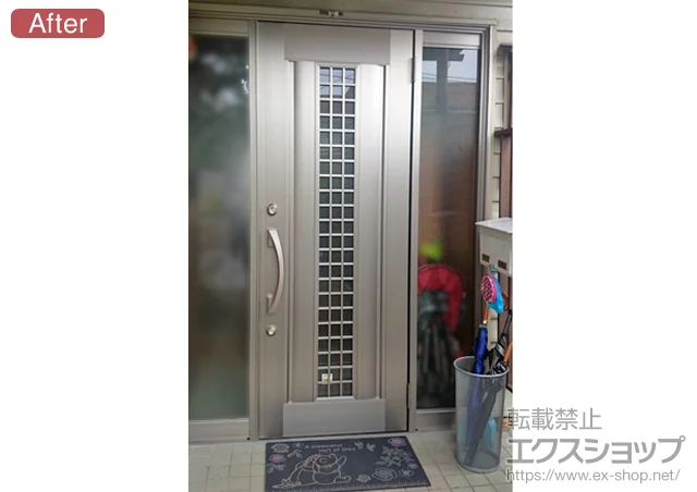 愛知県常滑市のLIXIL リクシル（トステム）の玄関ドア リシェントアルミ仕様 22両袖R S1型 施工例