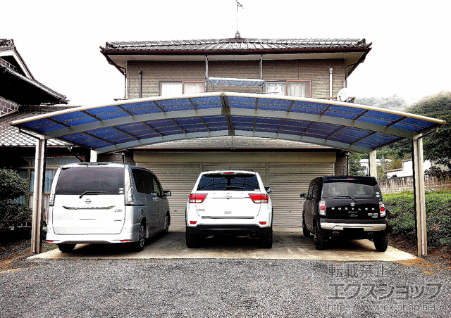 岡山県赤磐市ののカーポート レイナトリプルポートグラン　積雪〜20cm対応 施工例
