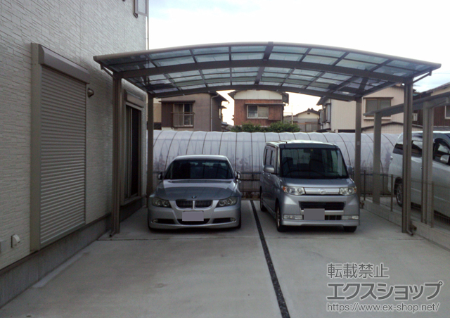 福岡県北九州市のLIXIL リクシル（トステム）のカーポート カーブポートシグマIII ワイド 積雪〜20cm対応 施工例