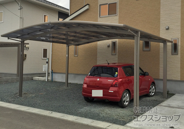 岩手県花巻市のLIXIL リクシル（トステム）のカーポート カーブポートシグマIII ワイド 積雪〜20cm対応 施工例