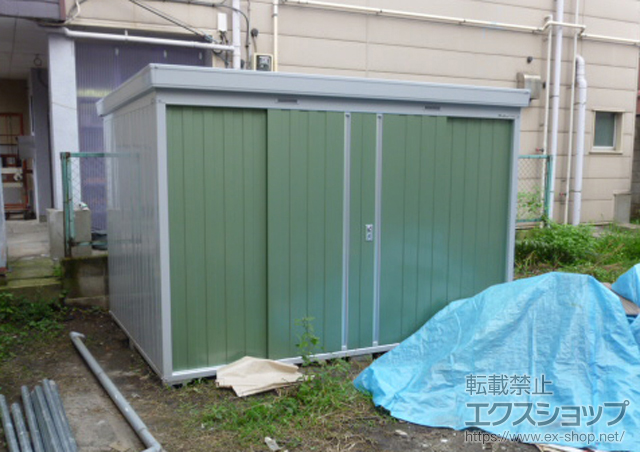東京都台東区のの物置・屋外倉庫 ネクスタ 一般型(NXN-65S OG )+別売棚Cセット×1セット 施工例