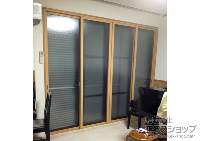 福岡県宗像市のの玄関ドア、二重窓（内窓） インプラス(ダストバリア)引き違い窓4枚建て 施工例