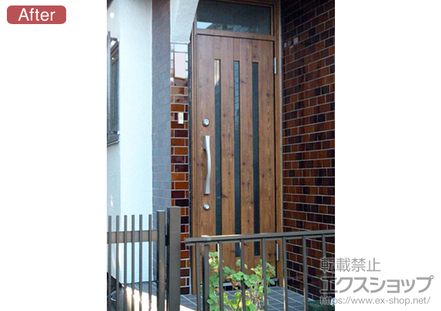 千葉県松戸市のLIXIL リクシル（トステム）の玄関ドア リシェントアルミ仕様 20片開き(ランマ付き)R J1型 施工例