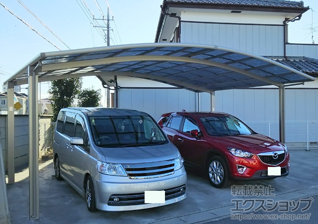 埼玉県羽生市のLIXIL リクシル（トステム）のカーポート カーブポートシグマIII ワイド 積雪〜20cm対応 施工例