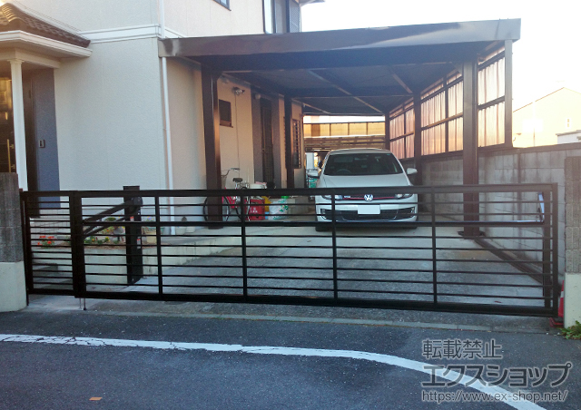 群馬県前橋市ののカーゲート ワイドオーバードアS1型 電動式＋ワイドオーバードアS1型用開戸 施工例