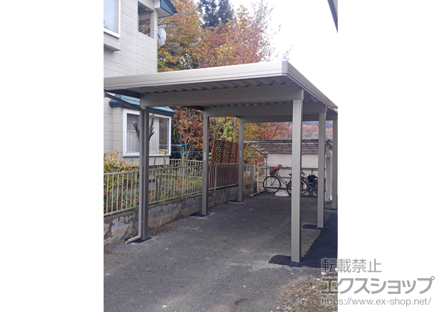 岩手県盛岡市のLIXIL リクシル（トステム）のカーポート テリオスポートIII 3000 奥行延長 角柱6本仕様 積雪〜100cm対応 施工例