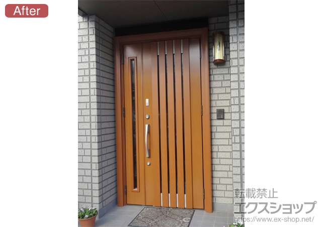 愛知県豊橋市のLIXIL リクシル（トステム）の玄関ドア リシェントK4仕様 22CAZAS仕様 親子R(ランマ無し) 700型 施工例