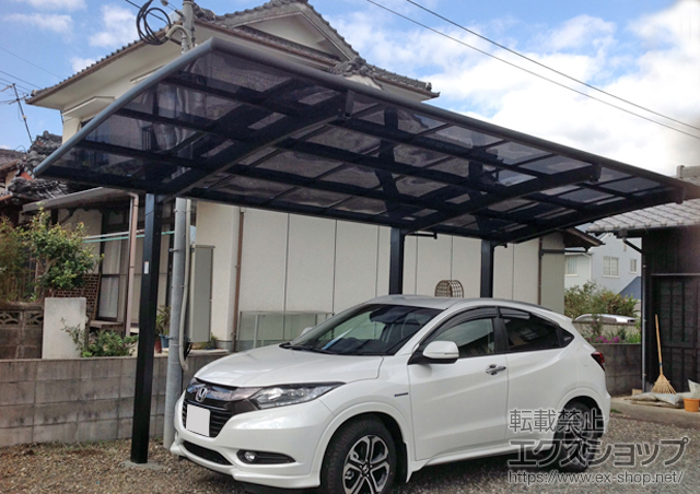 大分県杵築市のLIXIL リクシル（トステム）のカーポート カーブポートシグマIII 延長 耐風圧強度仕様 積雪〜30cm対応 施工例