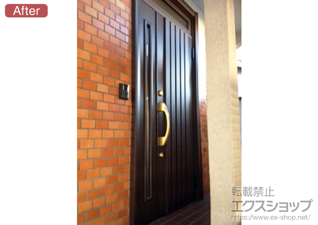岐阜県瑞穂市のLIXIL リクシル（トステム）の玄関ドア リシェントK4仕様 20親子(ランマ付き)R 700型 施工例