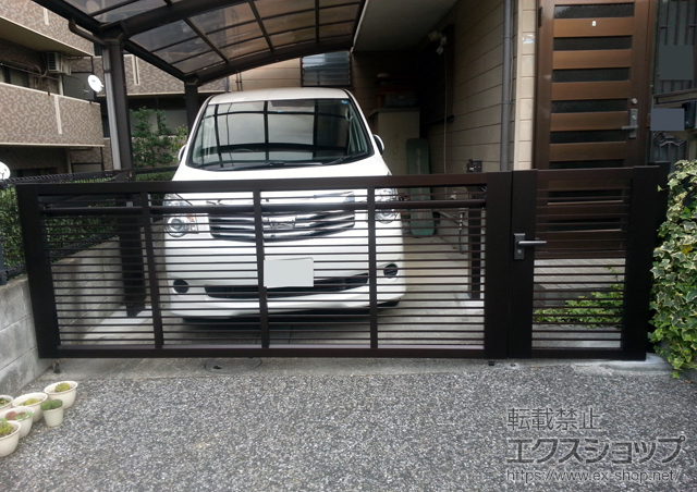 埼玉県さいたま市ののカーゲート ラビーネ1型 手動式＋ラビーネ1型用　開き戸セット 施工例