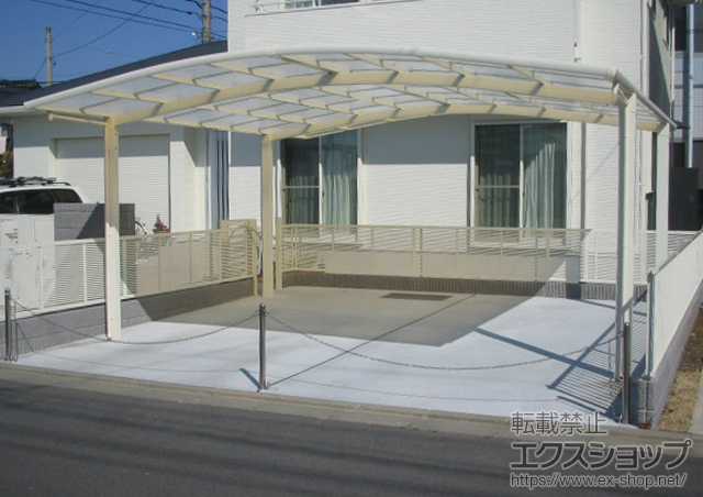 茨城県水戸市のLIXIL リクシル（トステム）のカーポート カーブポートシグマIII ワイド 積雪〜20cm対応 施工例