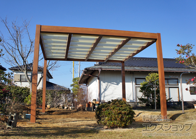 茨城県鉾田市のYKKAPパーゴラ施工例(リレーリア パーゴラ サンシェードカーテン付き 独立仕様＋リレーリア パーゴラ  サンシェードカーテン用フック棒:24421029-1)