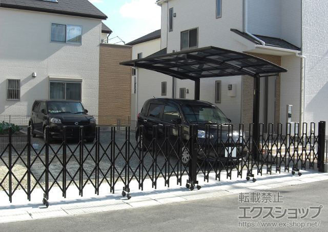 奈良県大和高田市ののカーゲート トリップゲート RB型 ノンレール 両開き 76W(38S+38M) 施工例