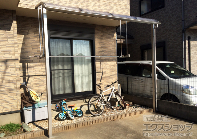 埼玉県上尾市ののテラス屋根 プレシオステラス R型 テラスタイプ 単体 積雪〜20cm対応＋吊り下げ式物干し ロング 2本入り×1セット 施工例