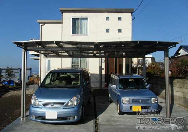静岡県富士市のLIXIL リクシル（トステム）のカーポート エックスルーフ ワイド 積雪〜20cm対応 施工例