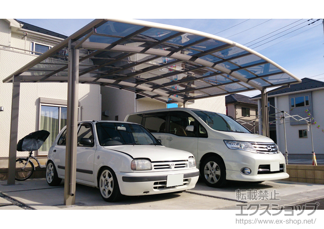 埼玉県鴻巣市のLIXIL リクシル（トステム）のカーポート カーブポートシグマIII ワイド 積雪〜20cm対応 施工例