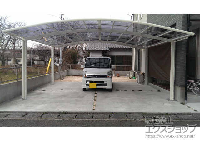 福岡県うきは市のLIXIL リクシル（トステム）のカーポート カーブポートシグマIII ワイド 積雪〜20cm対応 施工例