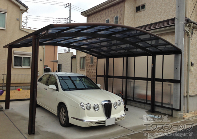 埼玉県さいたま市ののカーポート プレシオスポート ワイド 積雪〜20cm対応＋サイドパネル　2段用 施工例