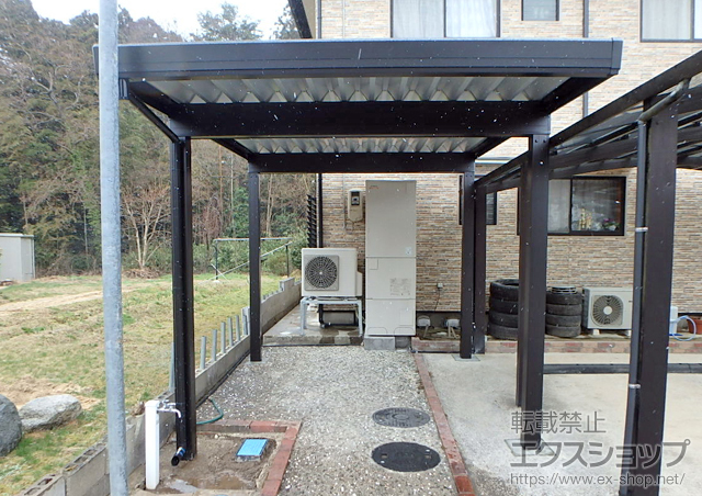 石川県鹿島郡中能登町のLIXIL リクシル（トステム）のカーポート テリオスポートIII 3000 角柱4本 積雪〜100cm対応 施工例