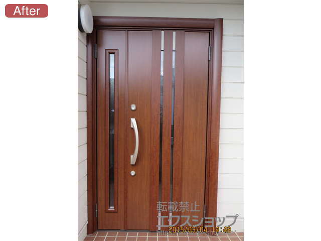 愛知県岡崎市のLIXIL リクシル（トステム）の玄関ドア リシェントK4仕様 22親子R(ランマ無し) 700型 施工例