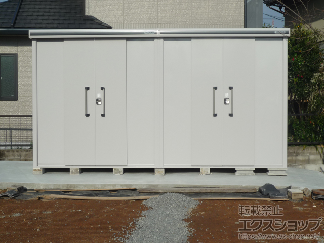 長崎県大村市のの物置・屋外倉庫 エルモ 一般型 扉2ヶ所タイプ(LMD-5118HW)＋別売棚＋トイセット間口51用 施工例