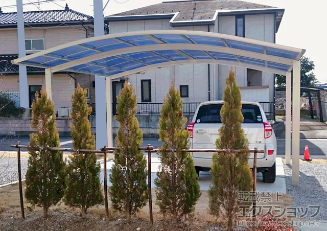 埼玉県児玉郡上里町のYKKAPのカーポート レイナツインポートグラン　積雪～20cm対応＋屋根ふき材補強部品（2セット） 施工例