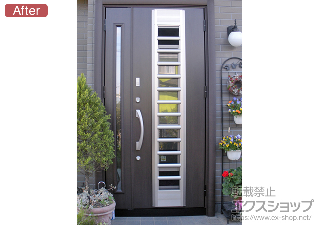 埼玉県児玉郡上里町のLIXIL リクシル（トステム）の玄関ドア リシェント 001型 採風タイプ 親子 簡易タッチキー仕様 施工例