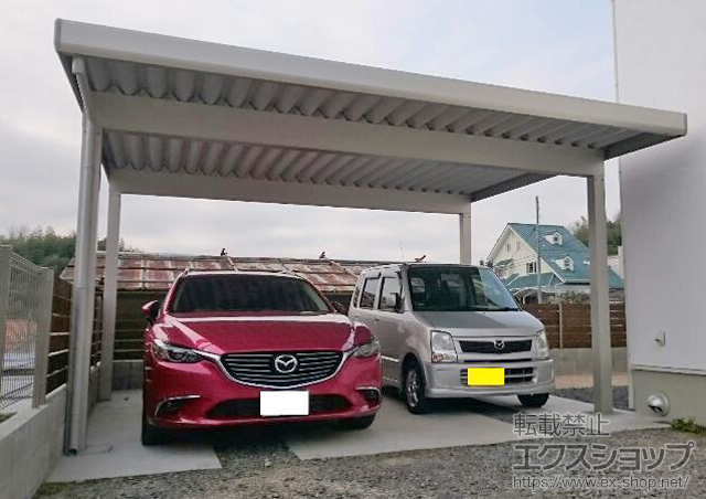 広島県広島市ののカーポート ジーポートneo Aタイプ 2台用 角柱4本仕様 積雪〜100cm対応 施工例