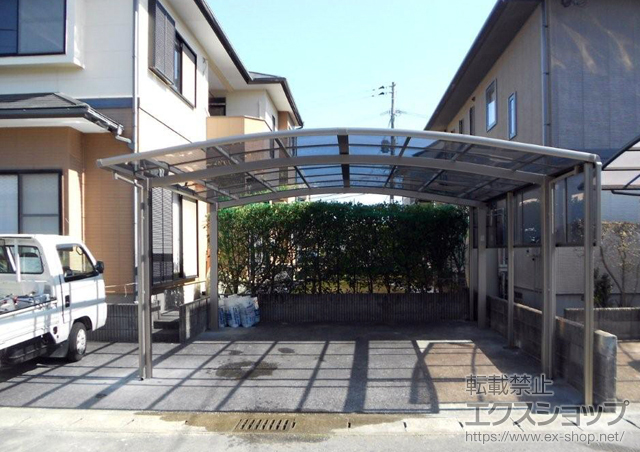 宮崎県延岡市のLIXIL リクシル（トステム）のカーポート カーブポートシグマIII ワイド 積雪〜20cm対応＋サイドパネル 施工例