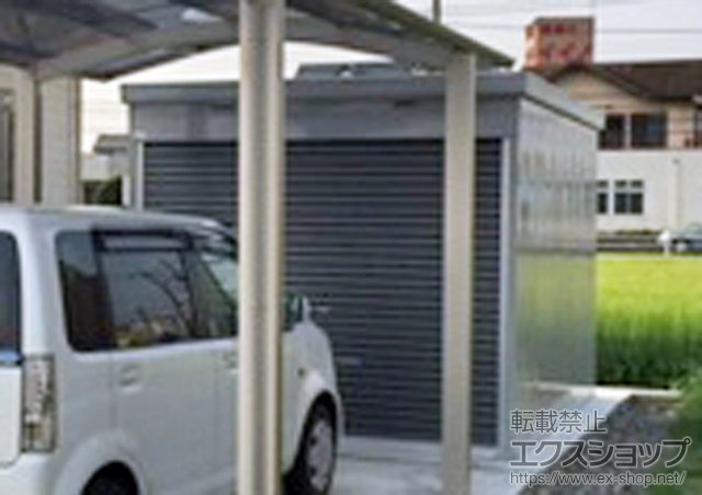 栃木県足利市のの倉庫・ガレージ バイク保管庫 土間タイプ  ハイルーフ(FXN-2634H)＋バイク保管庫 オプション 施工例