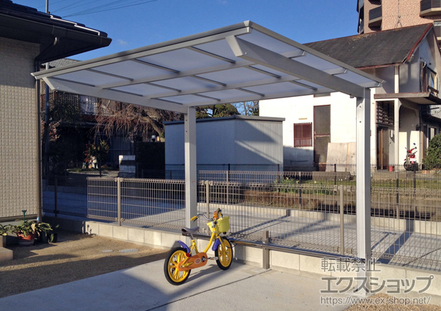 福岡県糸島市ののサイクルポート・駐輪場 アーキフィット ミニ 積雪〜20cm対応＋輪止め 29型用 1セット 施工例