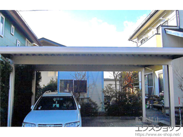 岩手県盛岡市ののカーポート ジーポートneo 2台用 Aタイプ 角柱4本仕様 積雪〜100cm対応 施工例