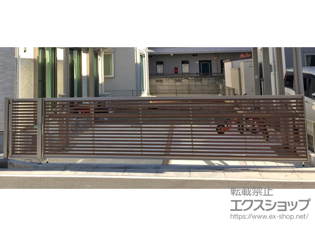 東京都日野市ののカーゲート ワイドオーバードアS3型 マテリアルカラー 電動式 施工例