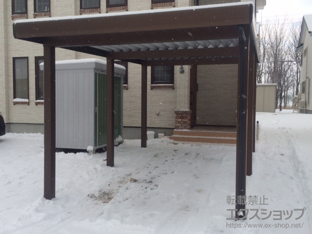 北海道石狩市ののカーポート ジーポートneo 標準鼻隠し 角柱6本仕様 積雪〜150cm対応 施工例