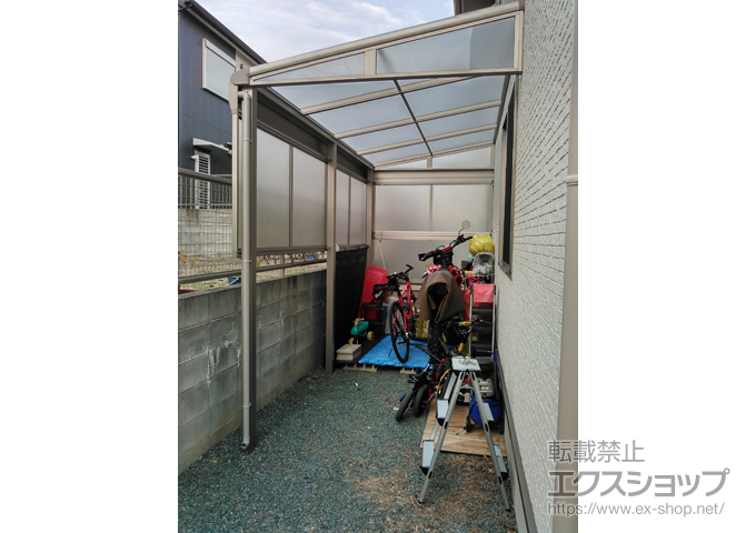 熊本県菊池郡大津町ののテラス屋根 ヴェクターテラス F型 テラスタイプ 単体 積雪〜20cm対応+前面パネル+側面パネル+屋根妻パネル 施工例