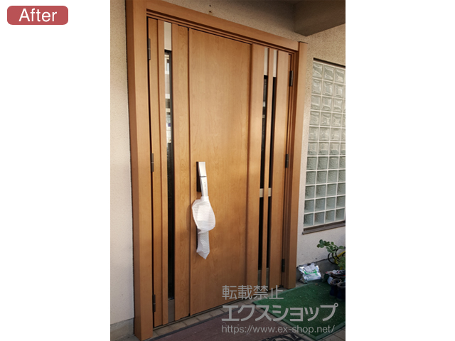 広島県広島市のLIXIL リクシル（トステム）の玄関ドア リシェントII 断熱K4仕様 親子仕様(ランマ無)R F87型 ※カザスプラス仕様 施工例