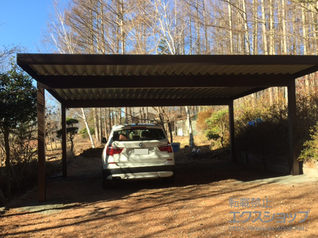 長野県諏訪郡富士見町ののカーポート ジーポートneo Aタイプ 2台用 標準鼻隠し 角柱4本仕様 積雪〜100cm対応 施工例