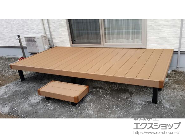 長野県千曲市ののウッドデッキ リウッドデッキ 200＋独立式 リウッドステップ 2型(1段) 施工例