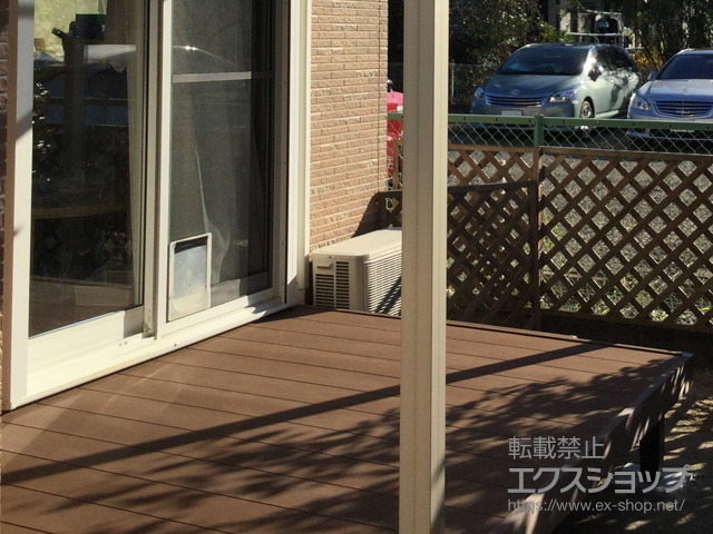 東京都稲城市ののテラス屋根、ウッドデッキ マージウッドデッキ＋ステップ Sタイプ(2段) 施工例