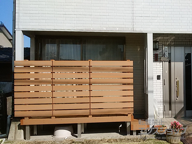 熊本県熊本市ののウッドデッキ マージウッドデッキ＋ルーバーデッキフェンス＋独立式 リウッドステップ2型 施工例