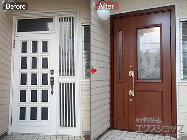 神奈川県横浜市のLIXIL リクシル（トステム）の玄関ドア リシェントII 断熱K4使用 親子仕様(ランマ無)R D11型 施工例