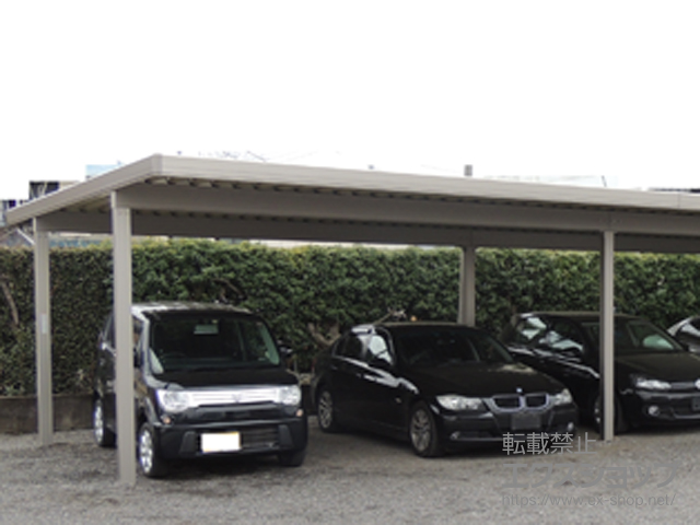 埼玉県児玉郡神川町のLIXIL リクシル（トステム）のカーポート テリオスポートIII 1500 4台用 横連棟 角柱6本仕様 積雪〜50cm対応 施工例