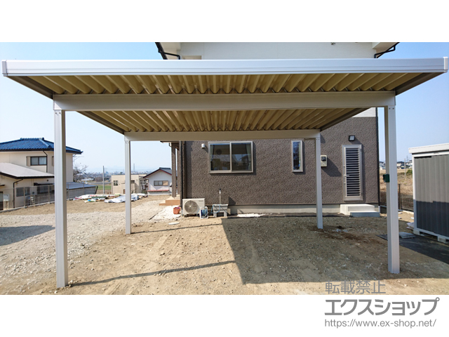群馬県前橋市のLIXIL リクシル（トステム）のカーポート テリオスポートIII 1500 2台用 角柱4本仕様 積雪〜50cm対応 施工例