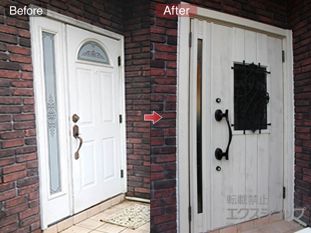 神奈川県横浜市のLIXIL リクシル（トステム）の玄関ドア リシェントII 断熱K4仕様 親子仕様(ランマ無)R C41型 施工例