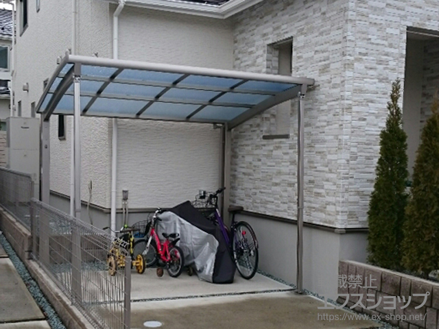 宮城県名取市ののサイクルポート・駐輪場 ネスカRミニ (ラウンドスタイル) 積雪〜20cm対応＋着脱式サポート 標準柱（H19）用 2本入り×1セット 施工例