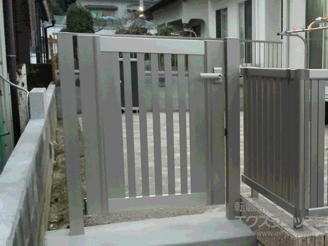 福岡県北九州市のの門扉 エクスライン門扉14型 片開き 門柱使用 施工例