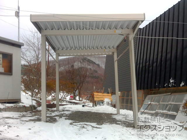 岩手県岩手郡葛巻町ののカーポート ジーポートneo Aタイプ 標準鼻隠し 角柱4本仕様 積雪〜100cm対応 施工例
