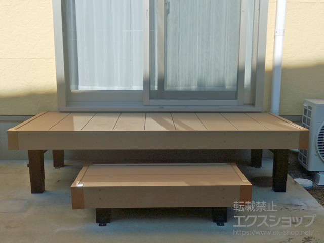 千葉県銚子市ののウッドデッキ マージウッドデッキ＋独立式リウッドステップ2型×1台 施工例