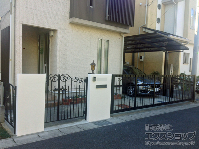 千葉県松戸市のの門扉 ラフィーネ門扉1型 両開き親子 柱使用 施工例